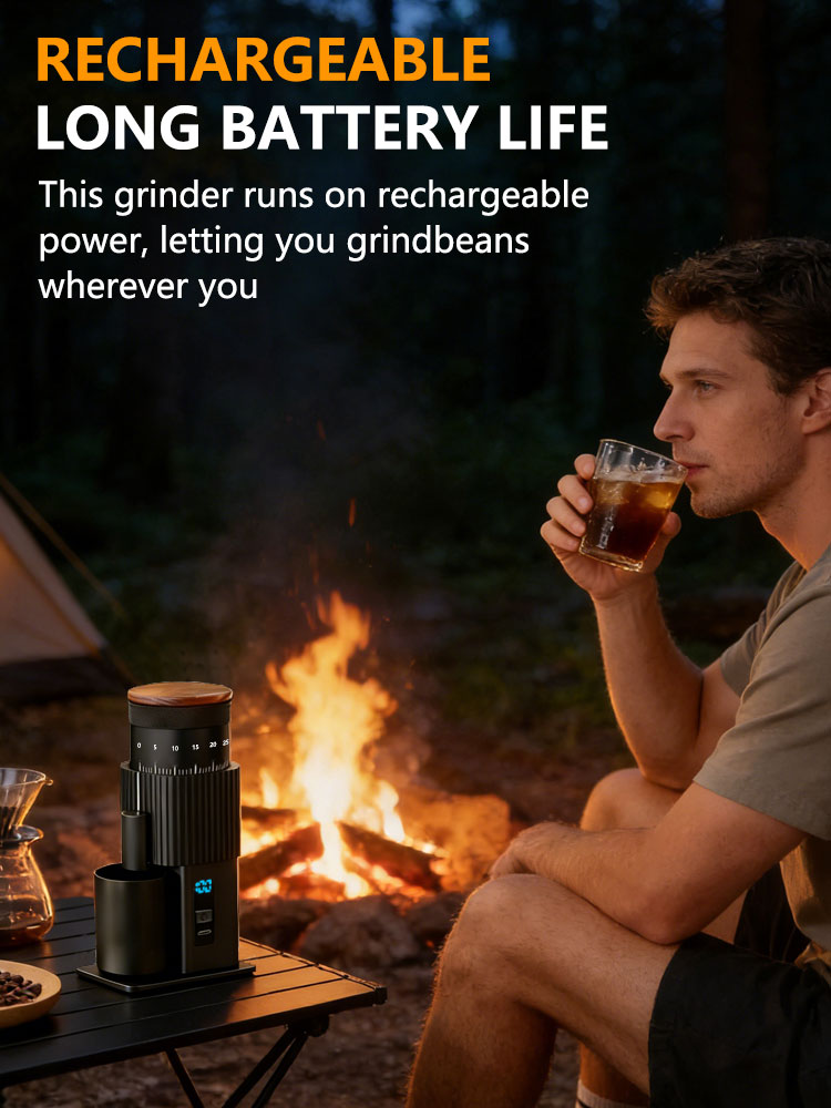 Burr Hand Grinder - Macinacaffè Elettrico Portatile Ricaricabile in Acciaio